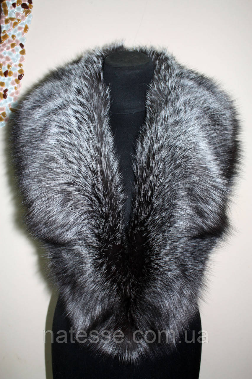 Меховой воротник из чернобурки Silverfox silver fox fur cape fur collar fur poncho fur shawl - фото 2 - id-p1981833024