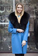 Меховой воротник из песца черный bluefox blue fox big fur collar in black