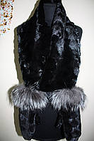 Хутряні шуби рукавиці з обробкою з чорнобурки з норковим шарфом sculptured mink fur mittens with fur scarf