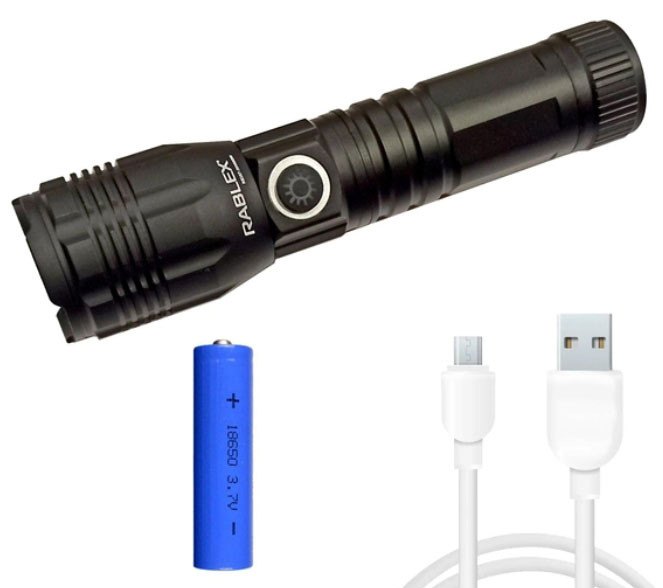 Кишеньковий ручний ліхтар RB-287 акумуляторний із зумом ліхтарик XH P50 LED Type-C 18650 Чорний