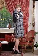 Жилет з цільної чорнобурки ярусами spliced silver fox fur vest gilet sleeveless over coat fur coat waist