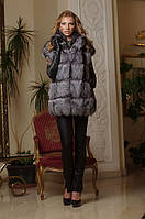 Жилет жилетка из чернобурки ярусами silver fox fur vest gilet