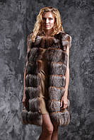 Жилет из чернобурки цвета "старое золото" ярусами Silver fox fur vest gilet sleeveless