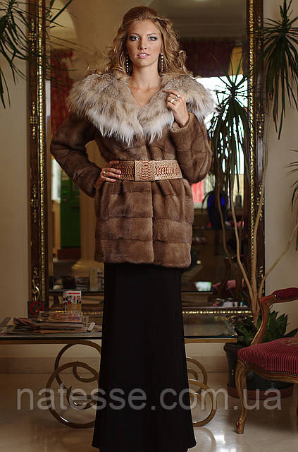 Шуба из норки с отделкой из рыси Hooded mink fur coat fur-coat with Canadian lynx collar - фото 5 - id-p1981833169