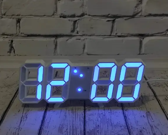 Електронний годинник LED, настільний із будильником і термометром LY-1089 синя підсвітка