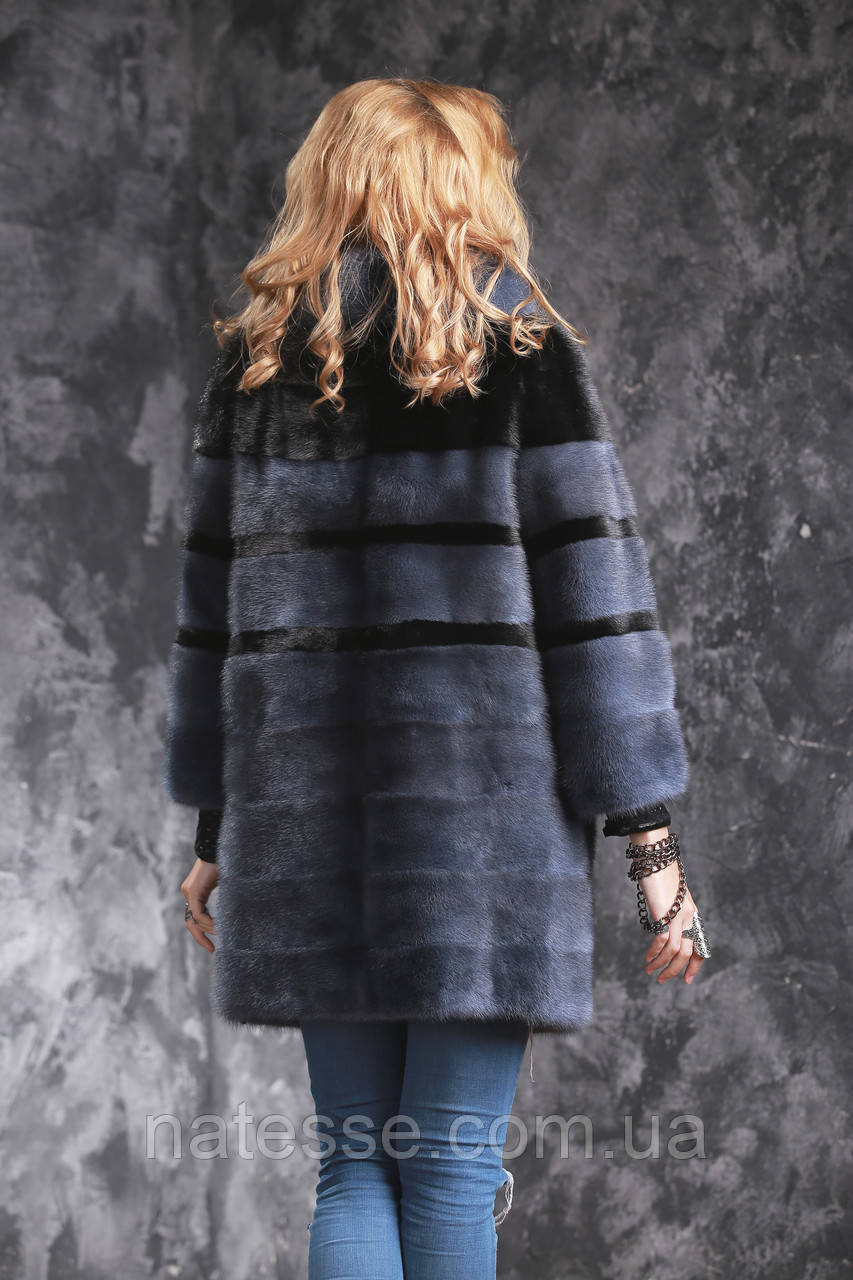 Шуба полушубок из датской норки серая с черным Real mink fur coats jackets - фото 3 - id-p1981833174