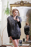 Полушубок жилетка из лобиков норки и финской чернобурки Silver fox and sculptured mink fur coat and vest