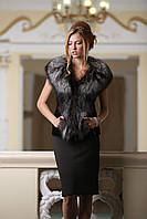 Жилет из финской длинношерстной чернобурки SAGA silver fox fur vest gilet