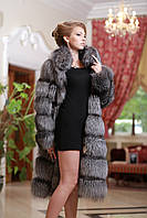 Шуба кожушок жилет з чорнобурки silver fox fur coat vest gilet sleeveless over coat