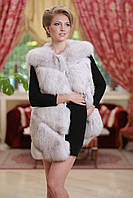 Жилетка из песца диагональными полосами Diagonally layered blue fox fur vest gilet