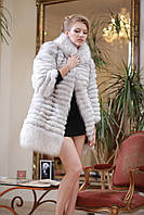 Шуба кожушок жилет з песця зі знімними рукавами Blue fox fur coat and vest with detachable sleeves