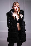 Куртка жилет з чорного песця, знімні рукави black-dyed blue fox fur coat vest