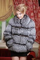 Кожушок жилет з чорнобурки silver fox fur coat jacket vest gilet