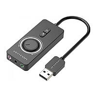 Адаптер  Vention USB 2.0 External Stereo Sound Adapter with Volume Control 0.15M Black ABS Type (CDRBB) inc