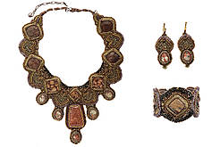 Кольє, сережки і браслет з натуральних каменів "Сонце Тибету"