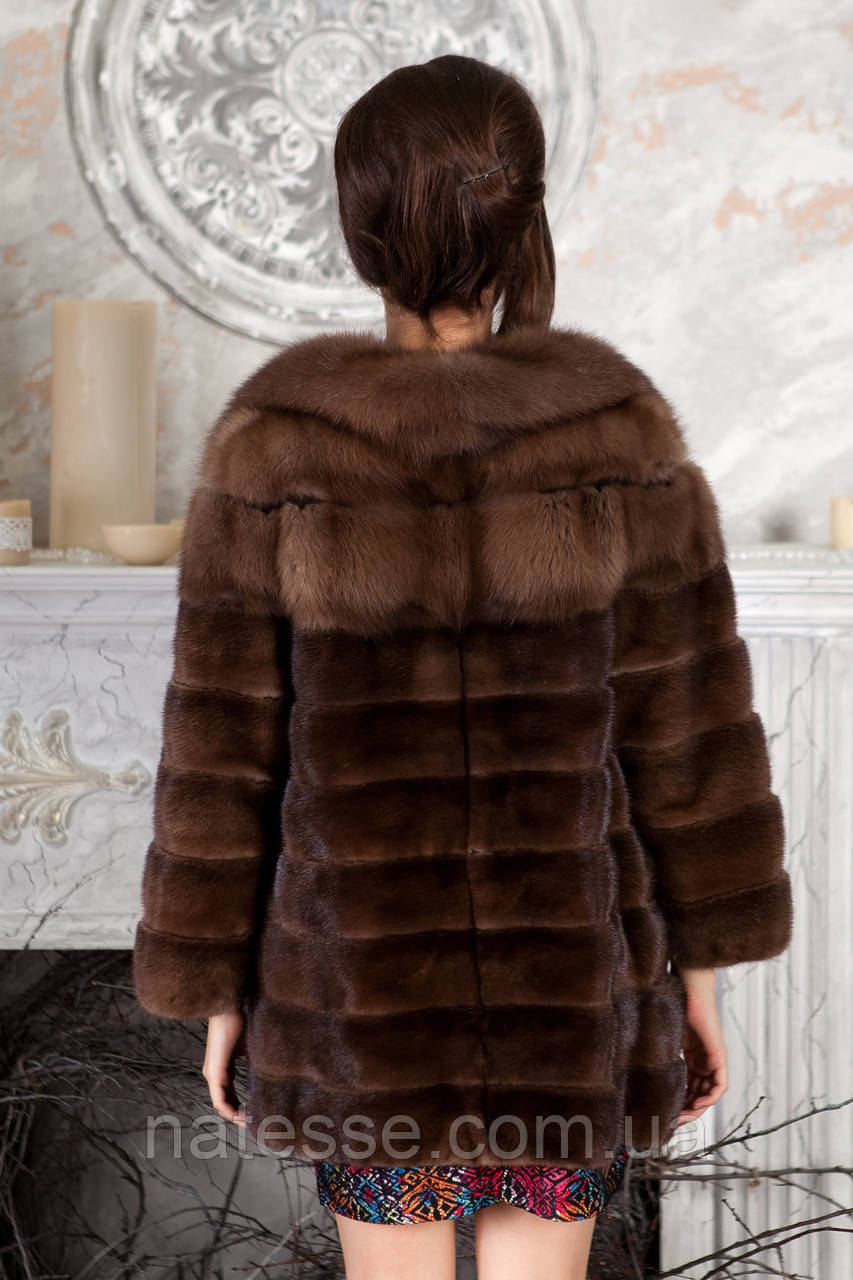 Шуба из куницы и американской норки "Клара" marten and mink fur coat jacket - фото 4 - id-p1981833457