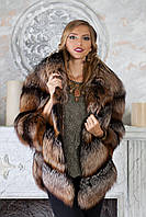 Шуба жилет з чорнобурки "Ірен" silver fox fur coat jacket vest gilet