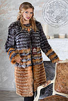 Пальто з чорнобурки та лисиці "Ілона" silver fox fur coat jacket