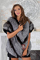 Жилет из чернобурки и норки "Диана" silver fox fur vest gilet