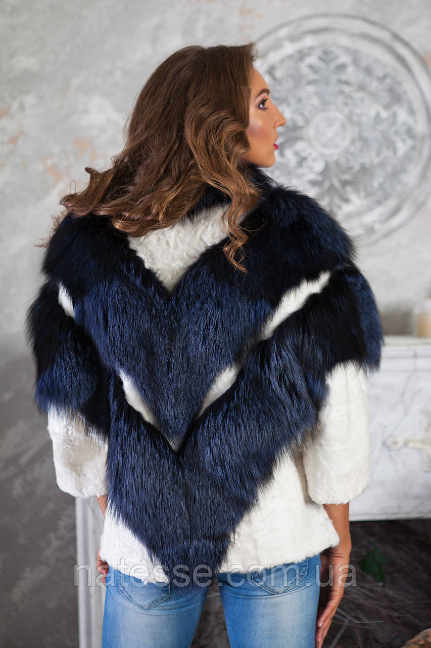 Шуба полушубок из чернобурки "София" silver fox fur coat jacket - фото 3 - id-p1981833530