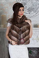 Жилет из светлой куницы "Веста" marten fur vest gilet