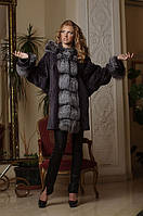 Шуба з мутону і чорнобурки кажан mouton and silver fox bat-shaped fur coat fur-coat