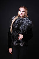 Шуба жилет з фінської чорнобурки та мутона знімні рукави silver fox and mouton convertible fur coat vest