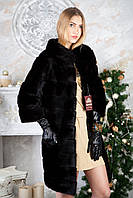 Шуба из норки BlackGlama длинная Real mink fur coats jackets