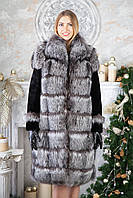 Шуба кожушок жилет з чорнобурки "Раміна" silver fox fur coat jacket