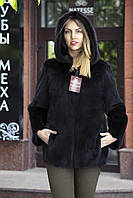 Полушубок из датской норки "Мирцелла" с капюшоном Real mink fur coats jackets