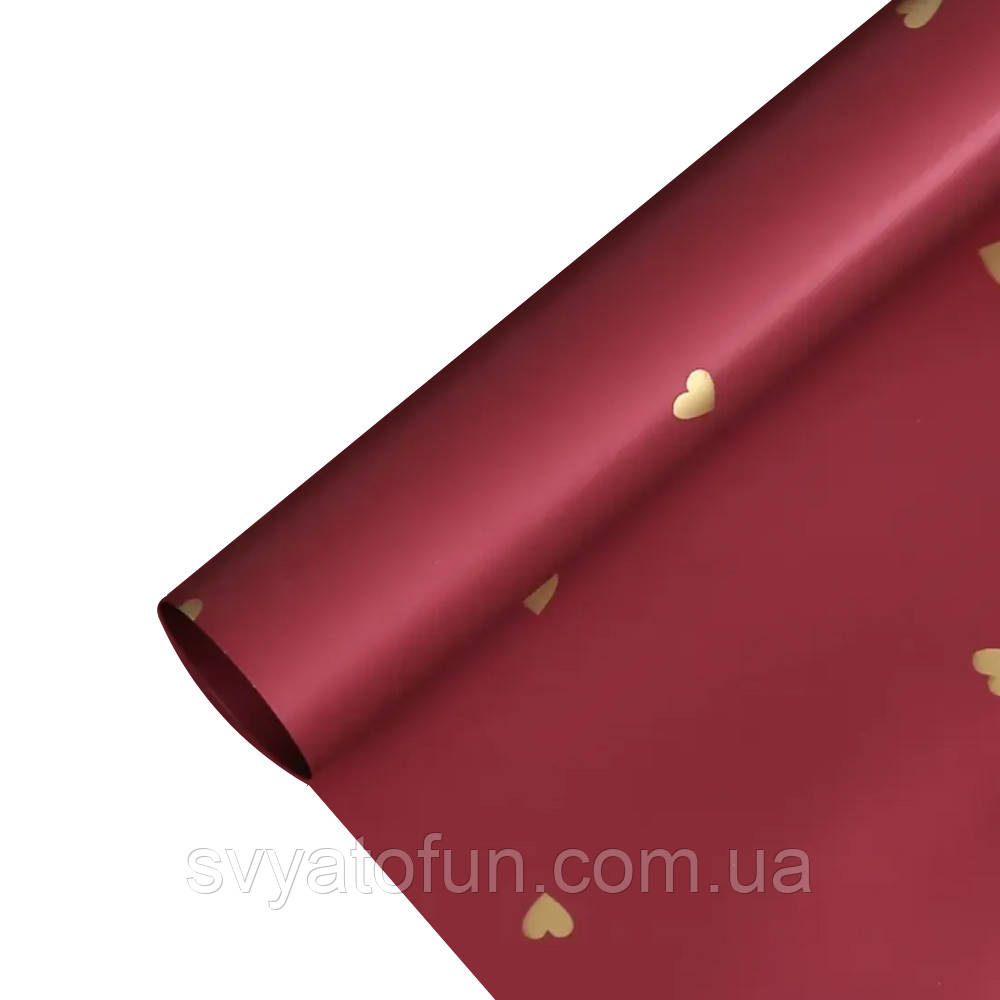Плівка матова в аркушах "Серця" бордо