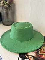 Стильная фетровая шляпа широкополая Зеленый 56-59р (948)