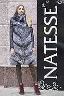 Хутряне пальто шубу з чорнобурки "Амелія" silver fox fur coat jacket