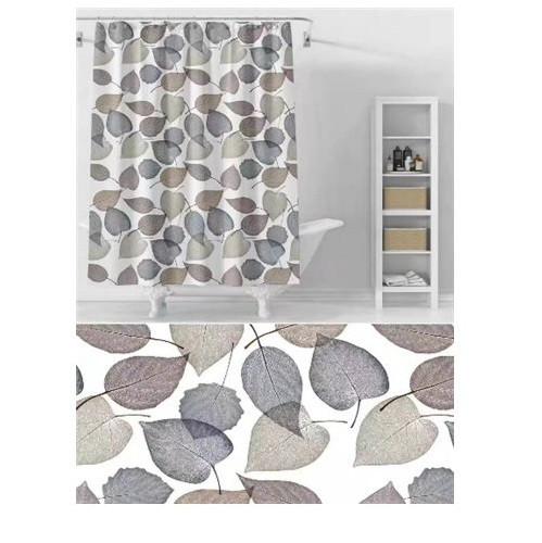 Штора для ванної Ефіопія 180х180 сіре лисття, фото 1