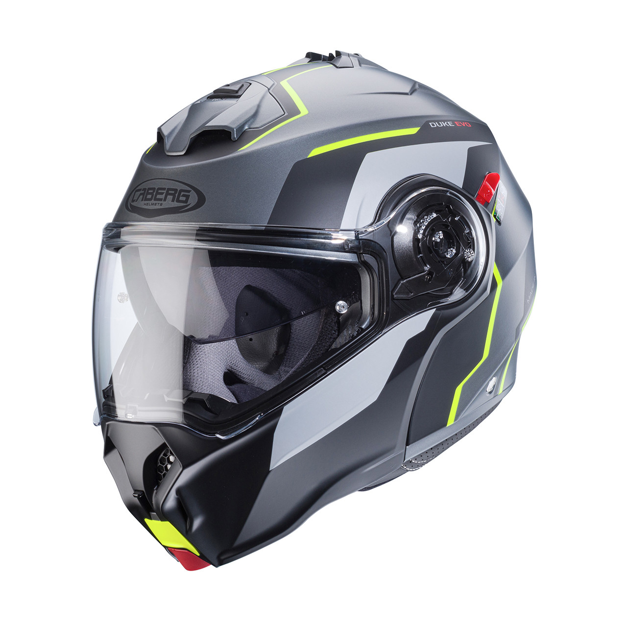 МОТОШОЛОМ МОДУЛЯР CABERG DUKE EVO MOVE КОЛІР MATT GUN METAL /BLACK /YELLOW FLUO