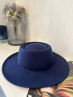 Стильний фетровий крислатий капелюх Темно-синій 56-59р (948)
