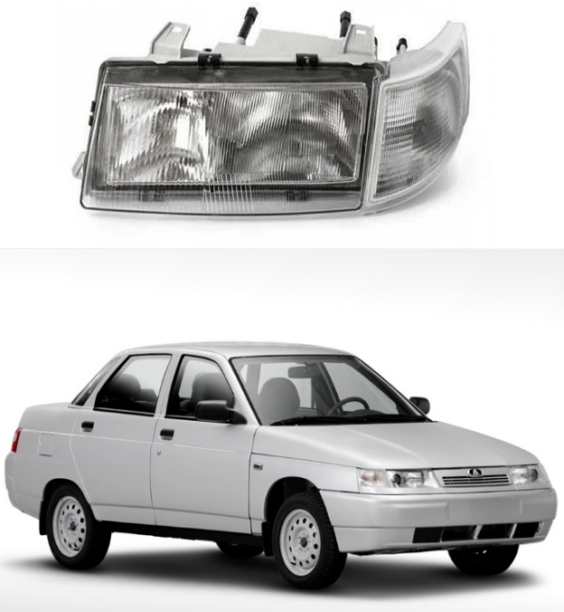 Фара передня головного світла ліва ВАЗ 2110 малюнок BOSCH білий поворотник, фото 1