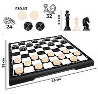 Набір настільних ігор ТехноК 9079 шашки фігури шаховий набір 2 в 1 для дітей