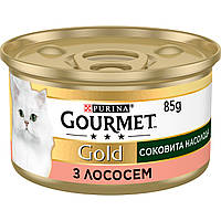 Влажный корм GOURMET Gold "Сочное наслаждение" для взрослых кошек, с лососем 85 г (8445290823373)