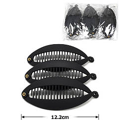 Шпилька банан для волосся каучук гуртом 12,2 см 12 шт./пач. ЧОРНІ