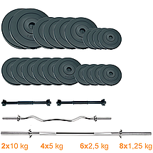 Набір штанги гантелі комплект набірний гантелі штанги композитні для дому Newt Gym Set 2 Rock Pro 80 кг, фото 2