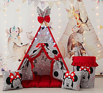 Вігвам та аксесуари великий ігровий намет для дітей курінь для дівчинки Minnie style БОН БОН, кошик, комплект, фото 3