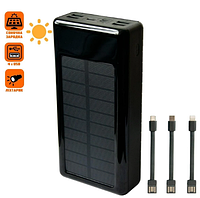 Повербанк на солнечной батарее Solar Power Bank UKC 60000mAh Черный, павер банк MicroUSB/Lightning/Type-C
