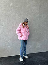 Стильний пуффер оверсайз із капюшоном модні кольори Gwm2535, фото 5