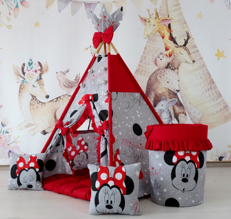 Намет дитячий Вігвам для дітей курінь для ігор для дівчинки Minnie style БОН БОН + кошик Повний комплект!, фото 1