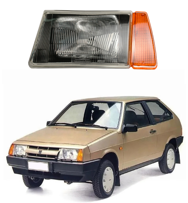 Фара передня головного світла ліва ВАЗ 2108, 2109 (STANDART) жовтий поворотник, фото 1