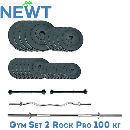 Набір штанги гантелі комплект набірний гантелі штанги композитні для дому Newt Gym Set 2 Rock Pro 100 кг, фото 1