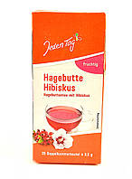 Чай фруктовий з шипшини та гібіскуса Jeden Tag Hagebutte Hibiskus fruchtig 25 пакетиків 87,5 г Німеччина