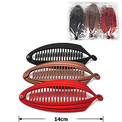 Шпилька банан для волосся каучук гуртом 14 см 12 шт./пач. КОЛЬОРОВІ