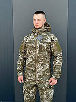 Военный костюм пиксель из флиса софт шелл, Теплая форма пиксель, Тактичний костюм камуфляжный Soft Shell 2XL
